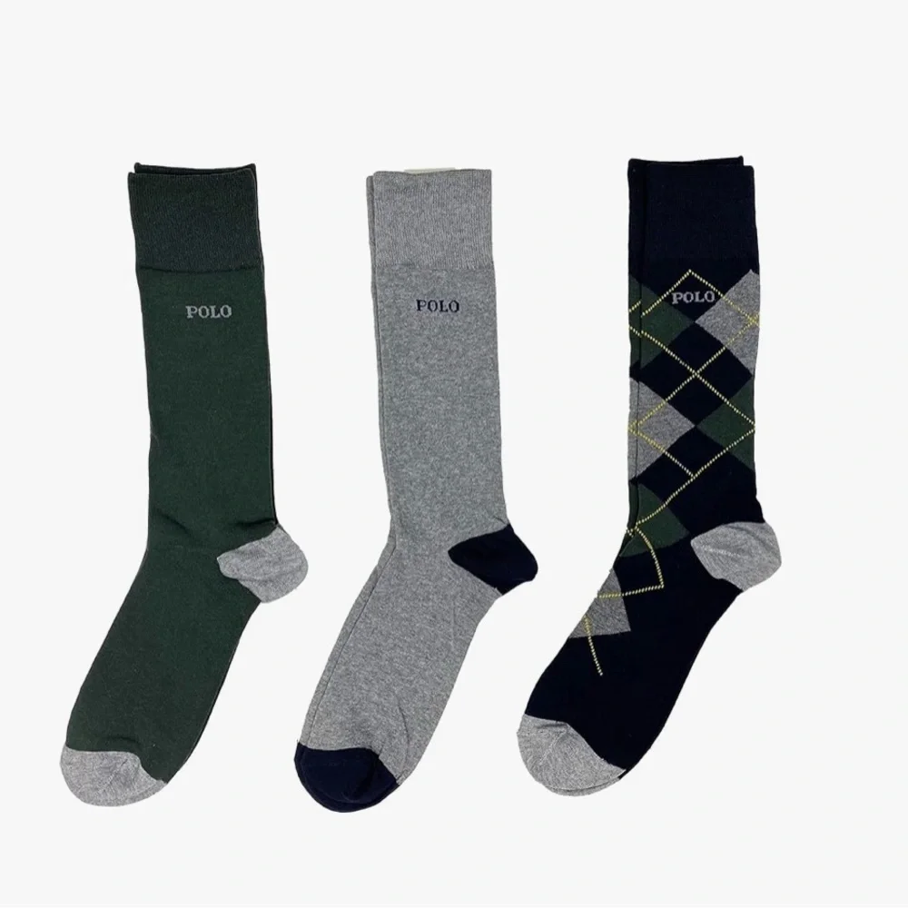 POLO RALPH LAUREN Men`s‎ Dress Argyle Crew Socks 3 Pack (10-13)-NWOT